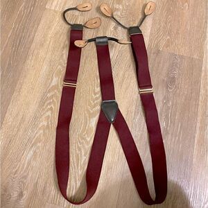 Burgundy red Elastic Removable Leather Strip Braces Suspender Dominican Republic